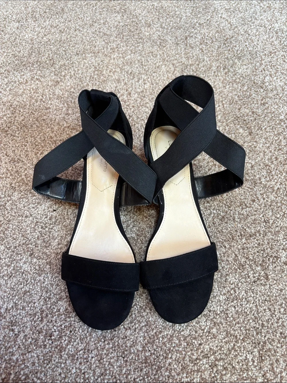 Liz Claiborne Black Cross-Strap Block Heel Sandals